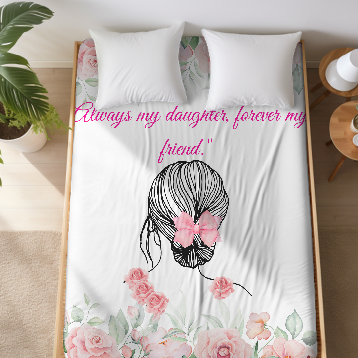 Personalized Floral Soft Plush, Rose Sherpa Girls Blanket