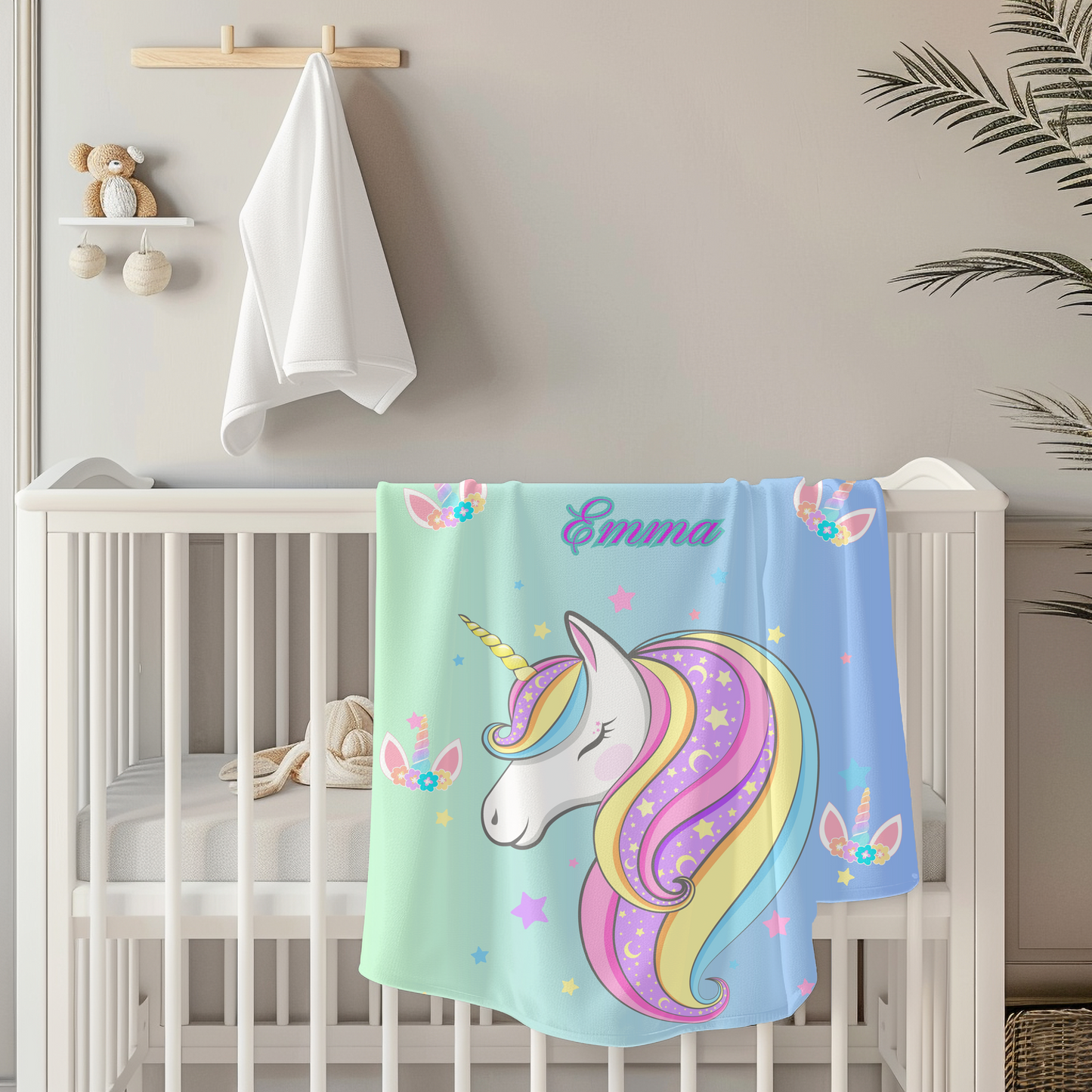 Unicorn Girls Blanket, Girls Personalized Blanket