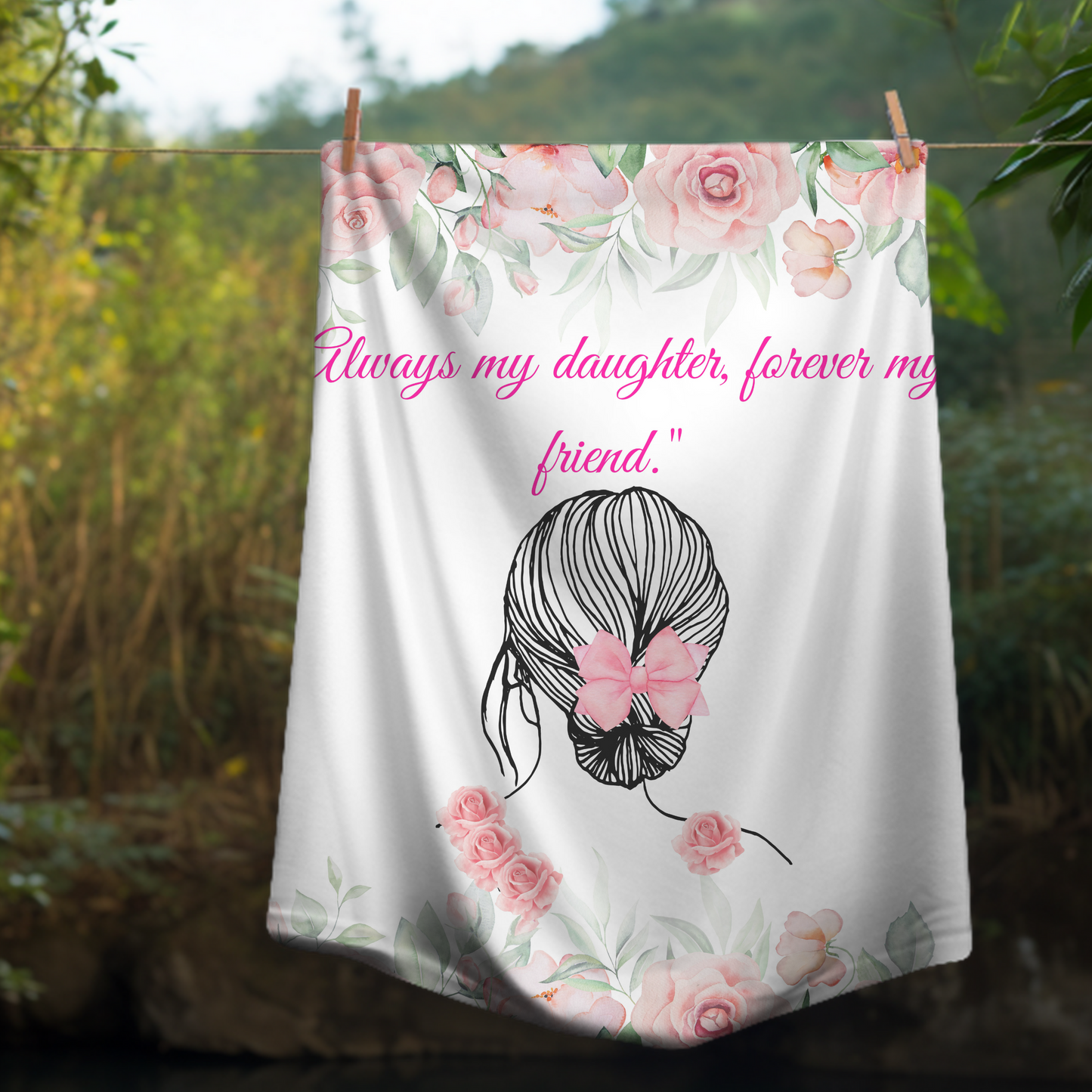 Personalized Floral Soft Plush, Rose Sherpa Girls Blanket