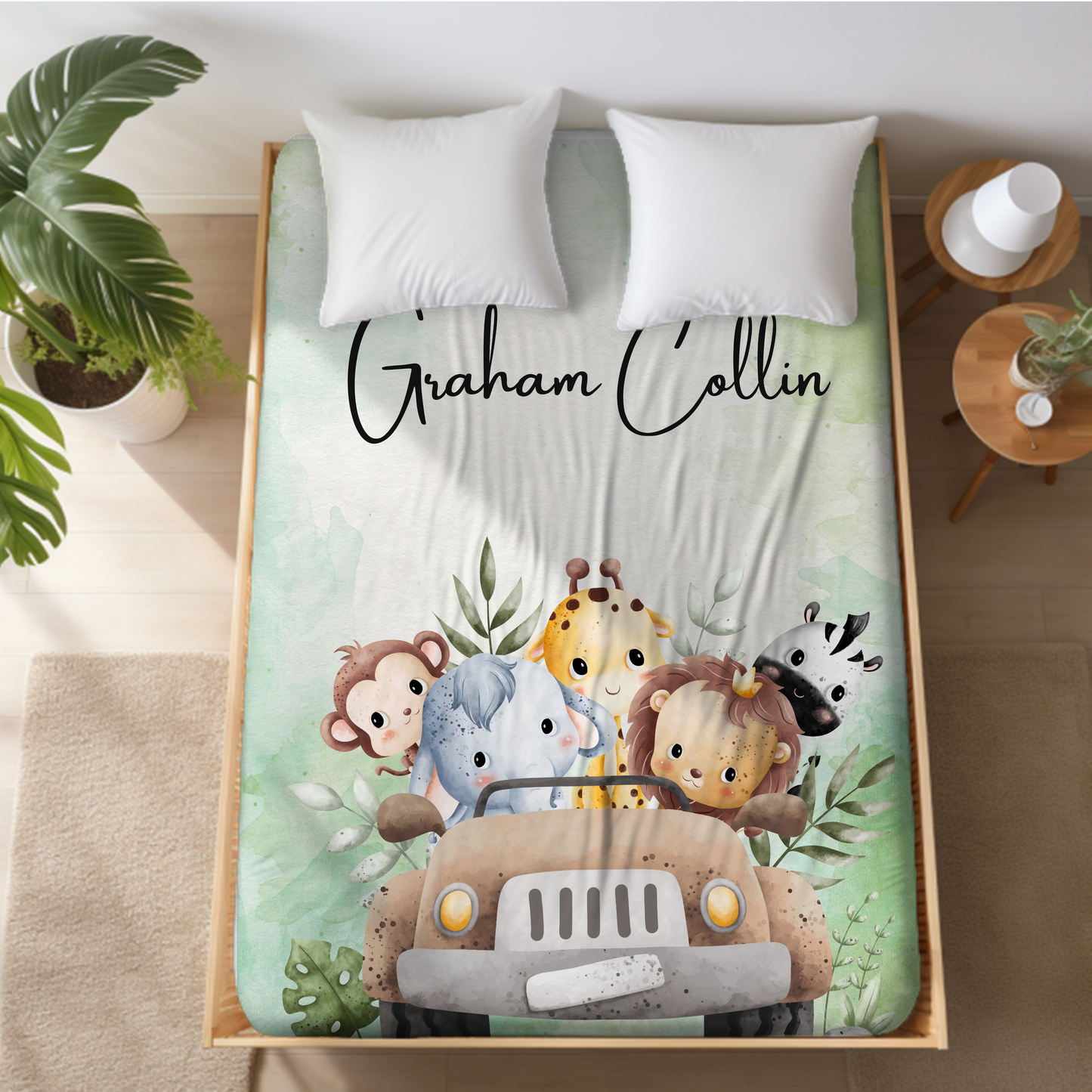 Safari Animals blanket, Personalized Soft Boys Plush blanket