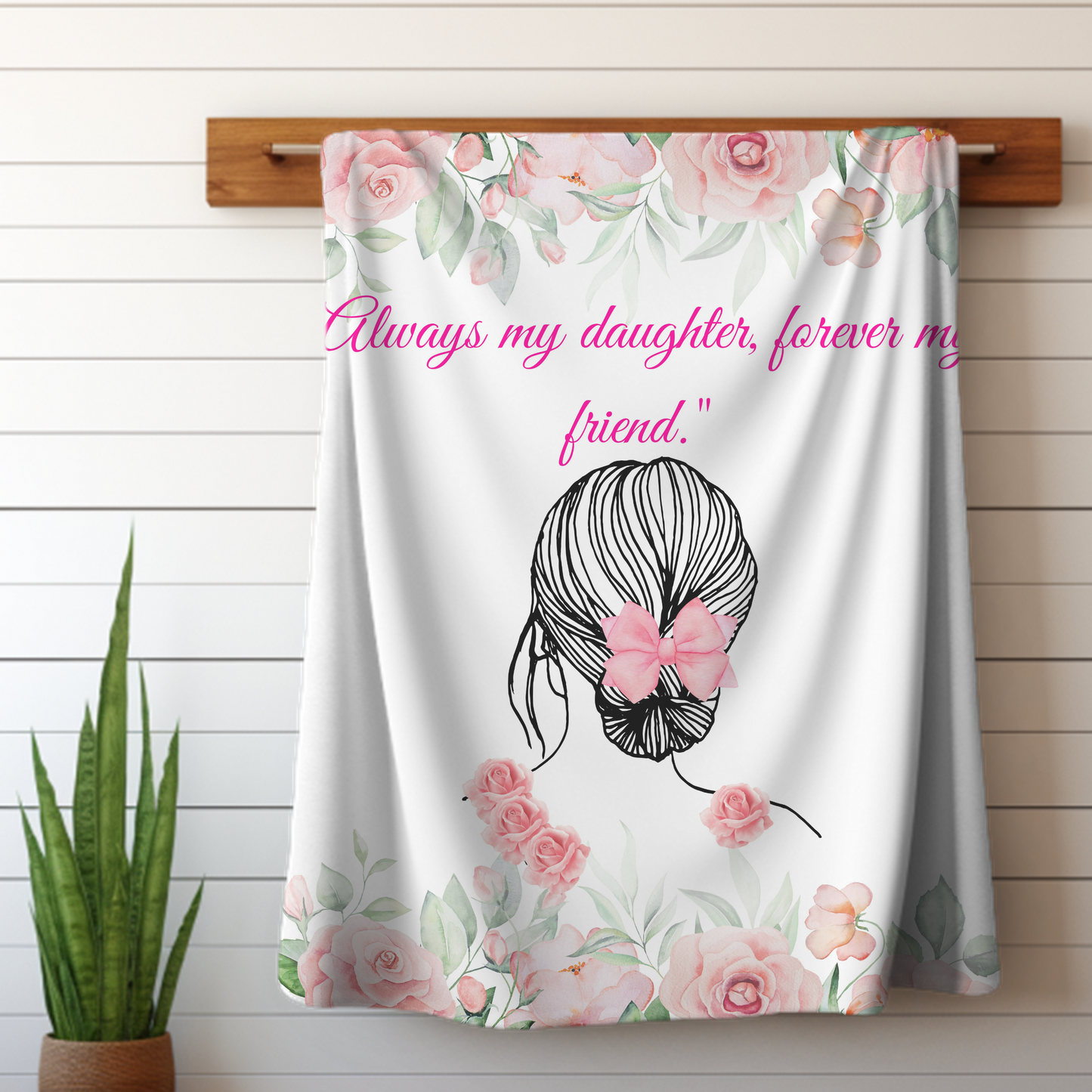 Personalized Floral Soft Plush, Rose Sherpa Girls Blanket