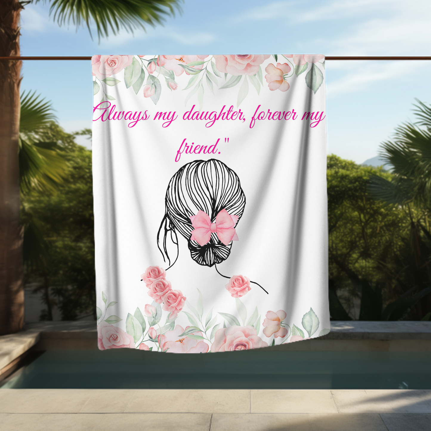 Personalized Floral Soft Plush, Rose Sherpa Girls Blanket