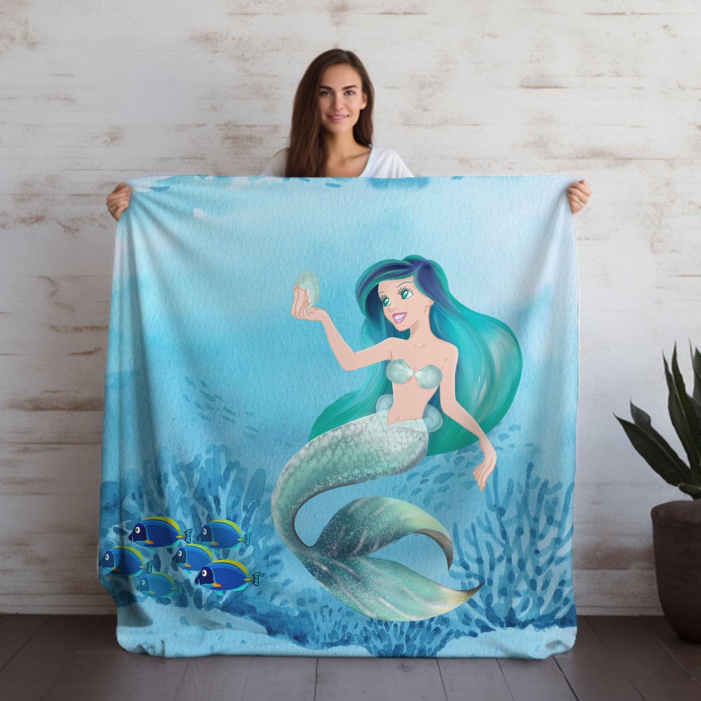 Disney Mermaid Soft Plush, Girls Sherpa Blanket