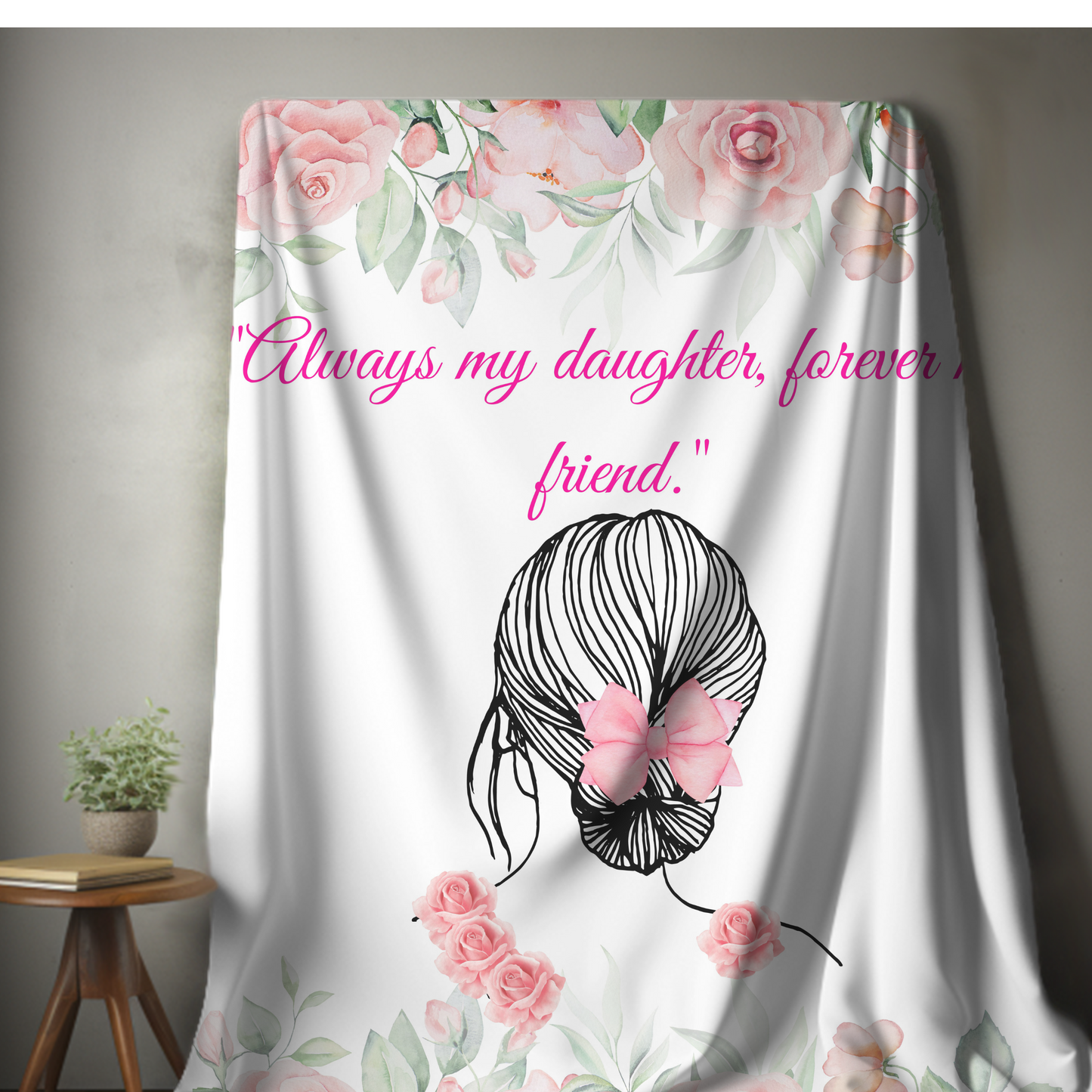 Personalized Floral Soft Plush, Rose Sherpa Girls Blanket