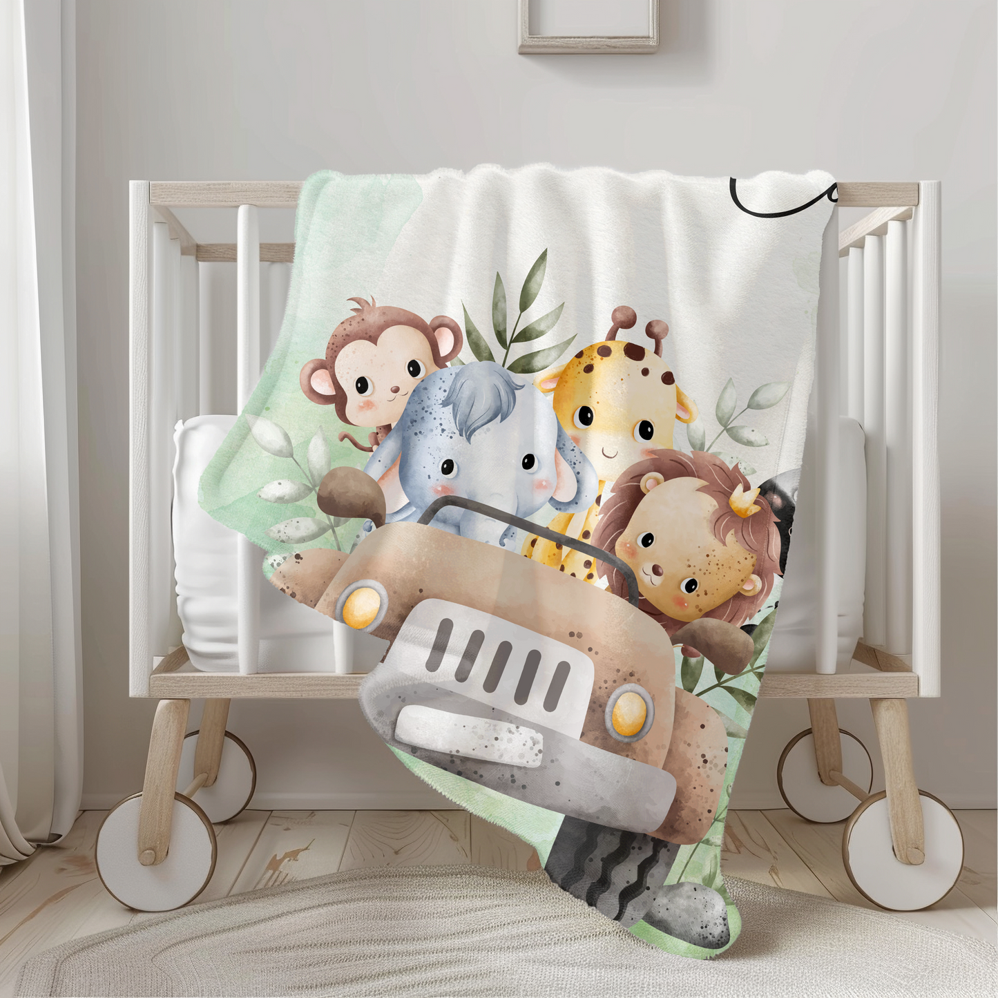 Safari Animals blanket, Personalized Soft Boys Plush blanket