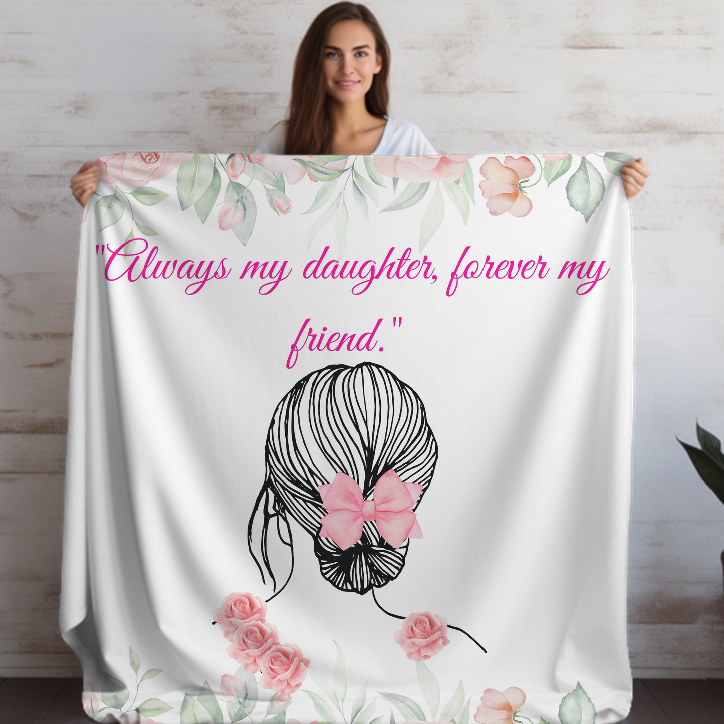 Personalized Floral Soft Plush, Rose Sherpa Girls Blanket